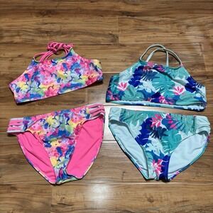 Wonder‎ Nation Girls Lot 2 Multicolor Bikini Swimsuits Size XL 14/16 Multi Color